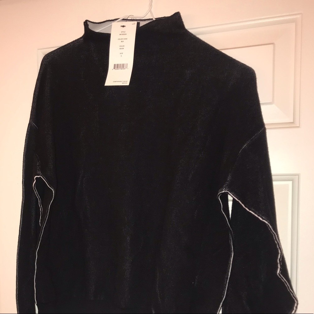 DKNY Funnel Neck Pullover Sweater - Black- new